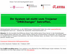 Testseite des BSI unter www.dns-ok.de