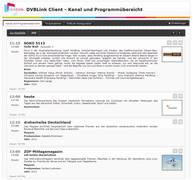 DVBLogic DVBLink-Programm-Guide auf Web-Interface.