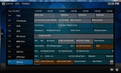 DVBLogic DVBLink-V5-Programm-Guide auf dem Raspberry-XBMC-PVR-Client.